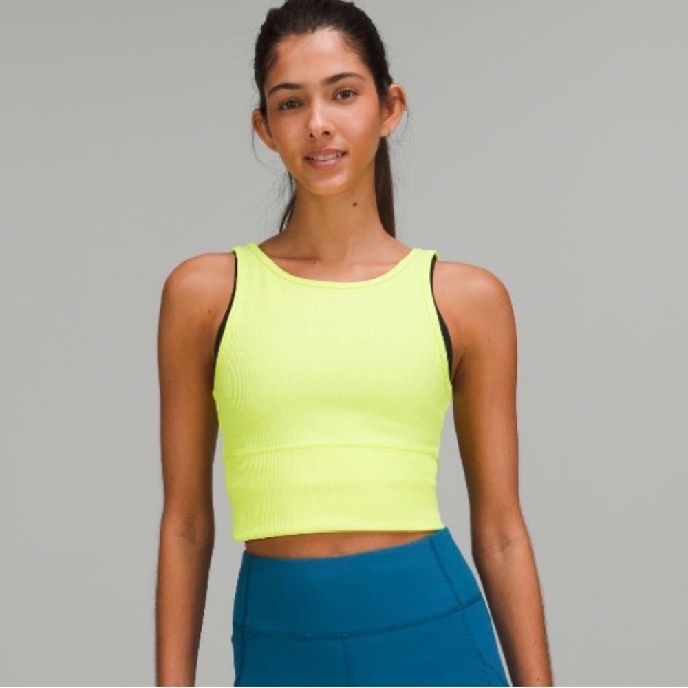 Lululemon “electric lemon” power pivot tank top
